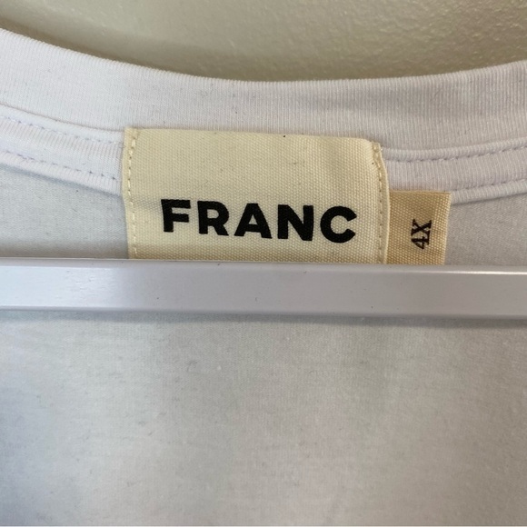 Franc - White Cotton Blend V-Neck T-shirt - 4X - CANADA - Picture 5 of 7